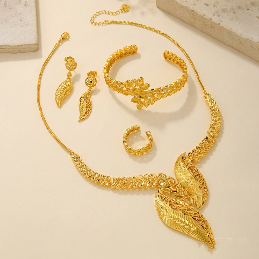 Bridal Necklace Earrings Hollow Carved Jewelry