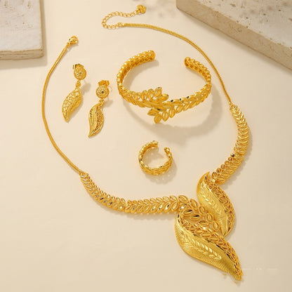 Bridal Necklace Earrings Hollow Carved Jewelry