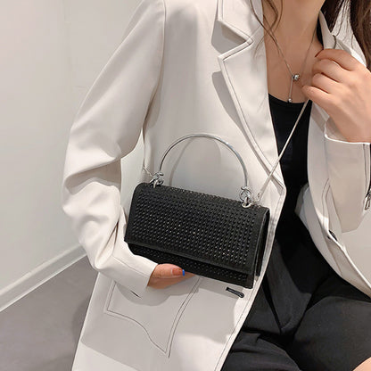 Chain Crossbody Bag Women Handbag Glitter Crystals Plain Daily Silver Black Shoulder Bag