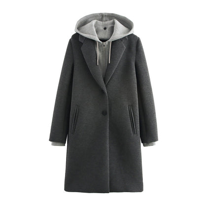 Detachable With Coat And Cap Stitching Coat For Women