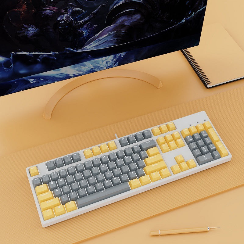 Two-color Keyboard Wired Office Green Black Tea Red Axis Hot Plug Computer