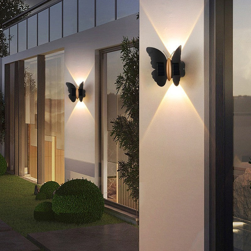 Outdoor Solar Wall Lamp Butterfly Wall Washer Simple Modern