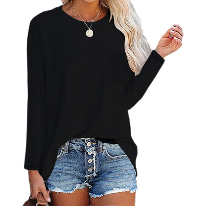 Women's Long-sleeved Round Neck T-shirt Top