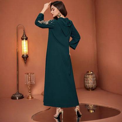 ZF4061 Dark Green Hooded Muslim Robe