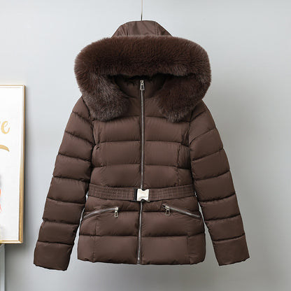 Brushed Lining Slim-fit Elegant Cotton-padded Coat