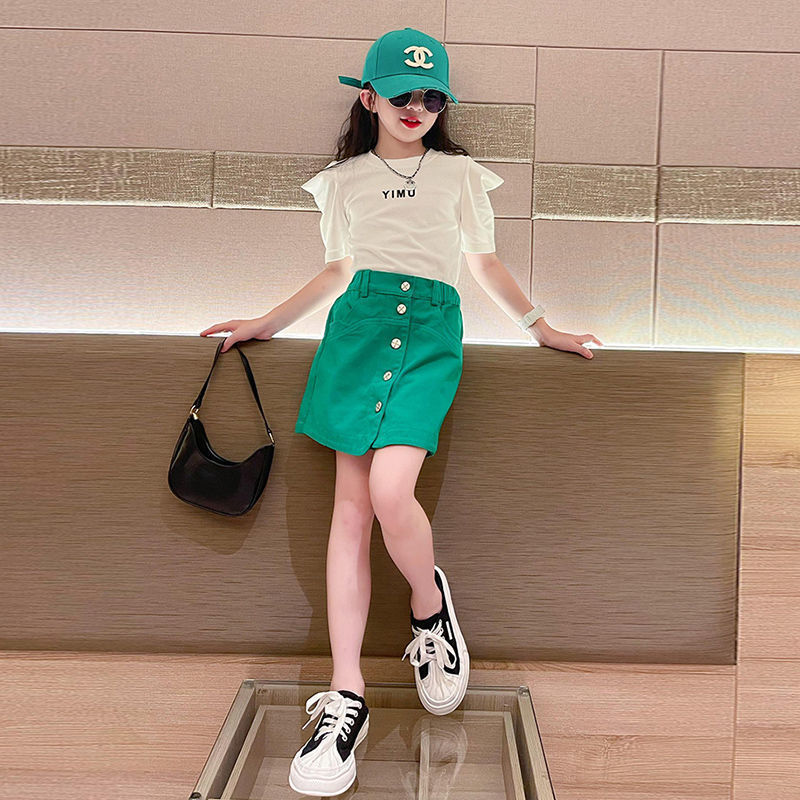 Western Style Girls' Leisure Sports Two-piece Suit Middle-sized Teenager Clothing