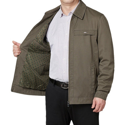 Middle-aged And Elderly Men's Casual Cotton Turn-down Collar Coat