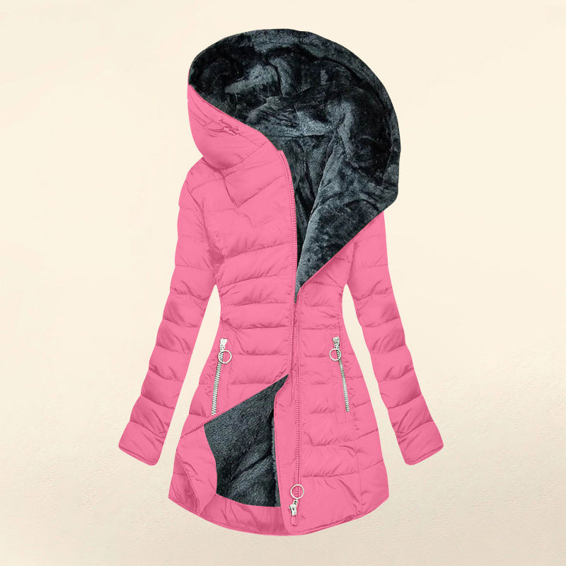 Fashion Long-sleeve Zipper Cotton-padded Coat Women