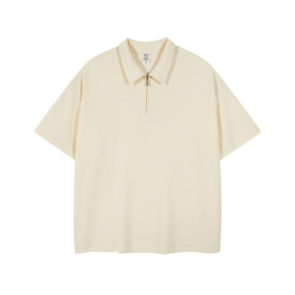 Fashion Men's Zip Up Polo Shirts Short Sleeves