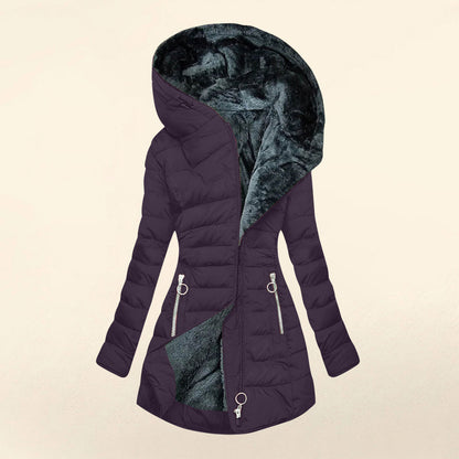 Fashion Long-sleeve Zipper Cotton-padded Coat Women