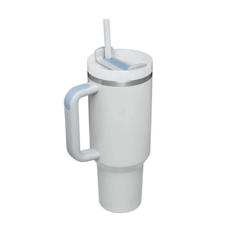 Tumbler with Handle & Straw – Stainless Steel Spill-Proof Travel Mug with Lid