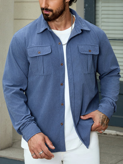 Corduroy Tooling Thick Long Sleeves Coat Shirt Outdoor Casual Retro
