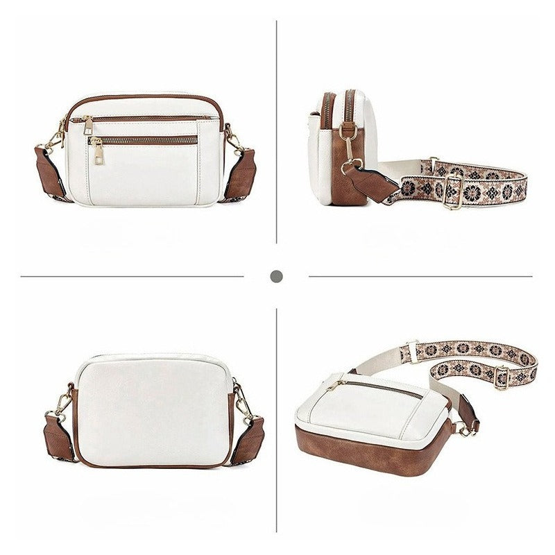 Ladies' Small Square Bag Two-tone Leather Crossbody Bag Large-capacity PU Crossbody Wallet Multi-functional For Women's Bag