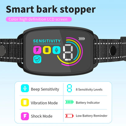 Smart Automatic Anti Barking Dog Collar | Rechargeable Bark Stopper Stop Barking HD Digital Display IP67 Waterproof Collar For Dogs Pet Products