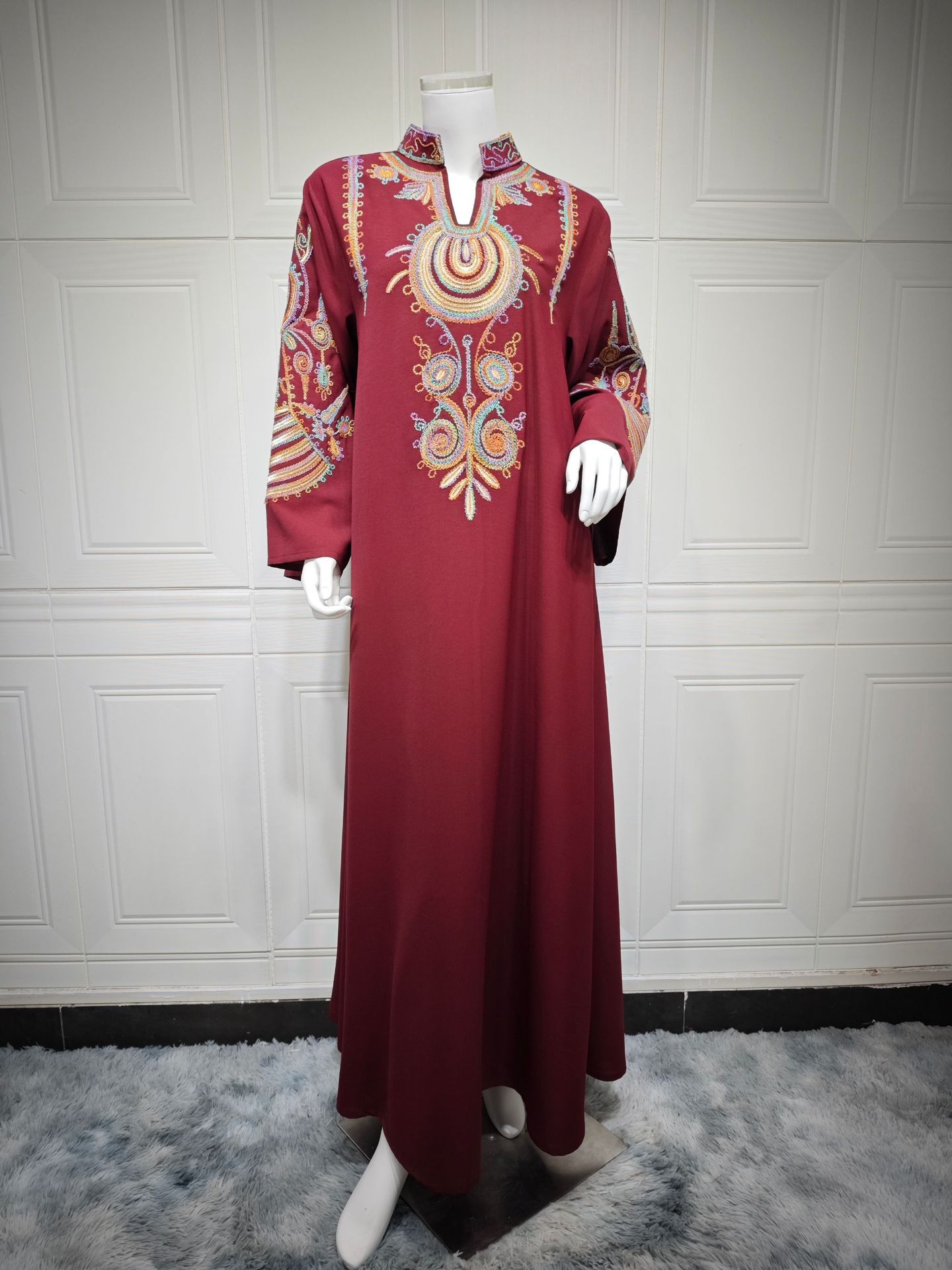 Women's Embroidered Rope Embroidered Muslim Pullover Dress