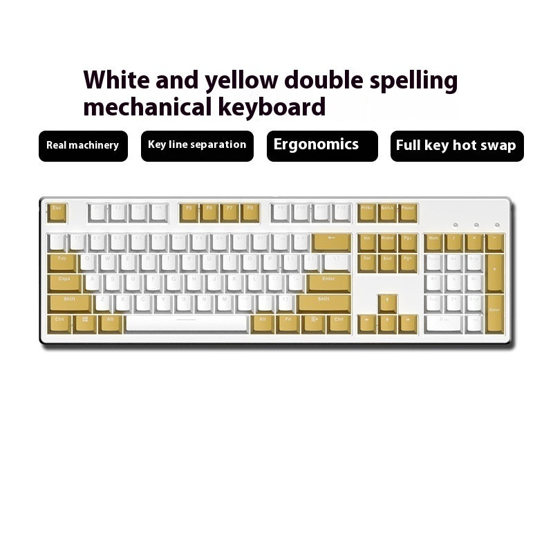 Two-color Keyboard Wired Office Green Black Tea Red Axis Hot Plug Computer