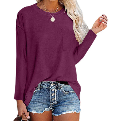 Women's Long-sleeved Round Neck T-shirt Top