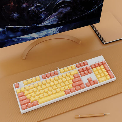 Two-color Keyboard Wired Office Green Black Tea Red Axis Hot Plug Computer