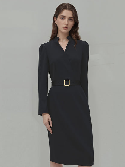 Slim-fitting Casual Suit Dress V-neck Long-sleeved Dresses Commuting Office Clothing For Women