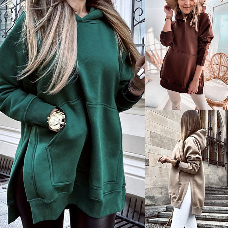 Women's Pullover Thick Solid Color Sweatshirt