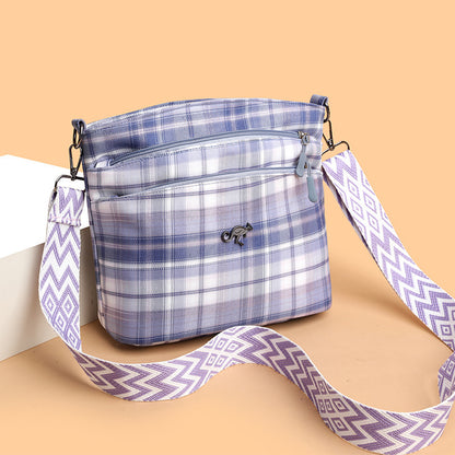 Artistic Plaid Shoulder Large Capacity Students' Crossbody Bag Women