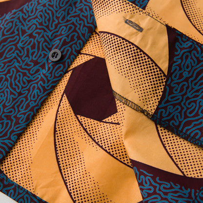 Cotton Wax Cloth Men's Short-sleeved Shirt Casual Vacation Hawaiian Flower Shirt