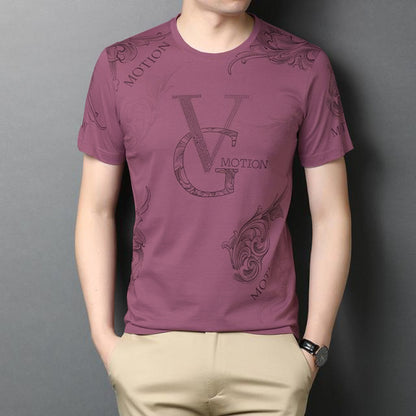 Thin Men's Printed T-shirts Men's Pullover Round Neck Short Sleeves