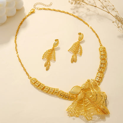 Bridal Necklace Earrings Hollow Carved Jewelry