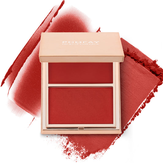 Double-Take Cream & Powder Blush Duo – Long-Lasting Natural Glow for Cheeks