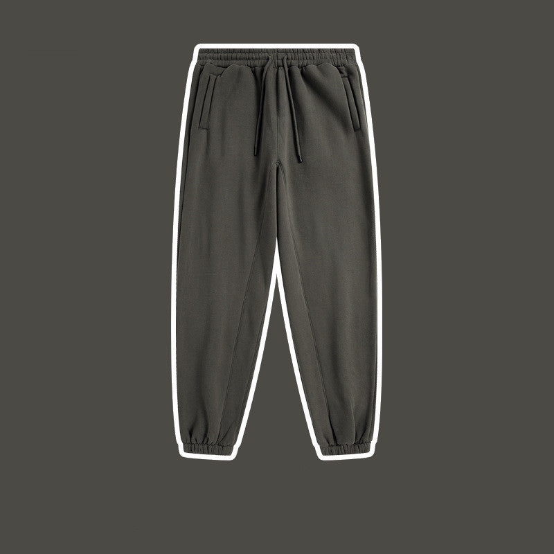 Men's Solid Color Casual Fleece Sweatpants American Fashion Brand