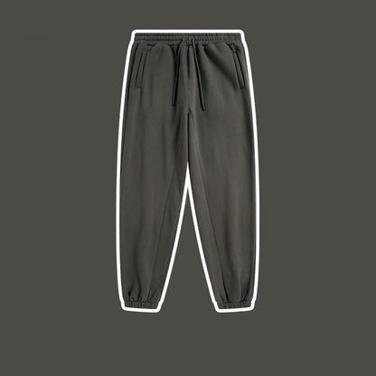 Men's Solid Color Casual Fleece Sweatpants American Fashion Brand
