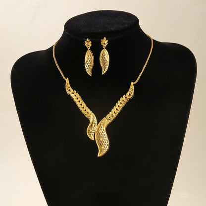 Bridal Necklace Earrings Hollow Carved Jewelry