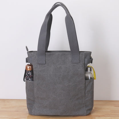 Casual Retro One-shoulder Hand-held Tote Canvas Bag For Women