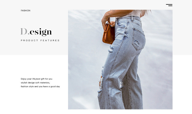 Ripped Hollow-out Wide-leg Cropped Pants For Women