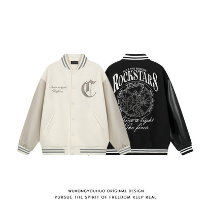 High Street Heavy Embroidered Woolen Baseball Jacket Men