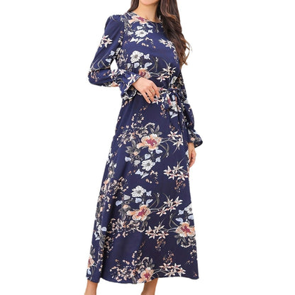 Women's Tied Long Sleeves Long Dress