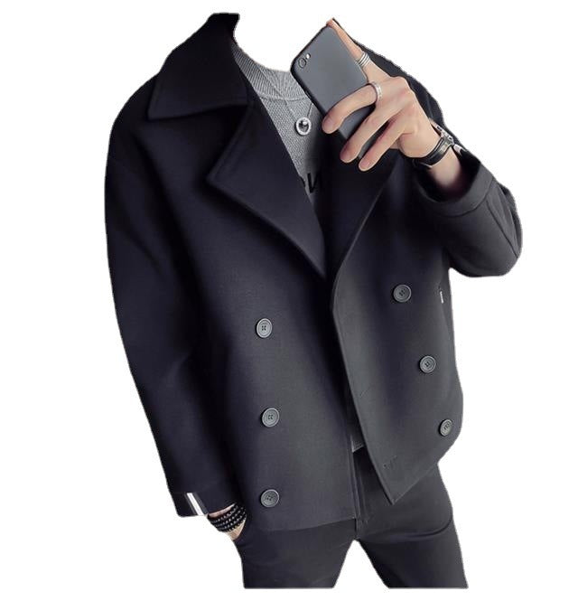 Men's Trench Coat Jacket Autumn And Winter Short Woolen Cloth