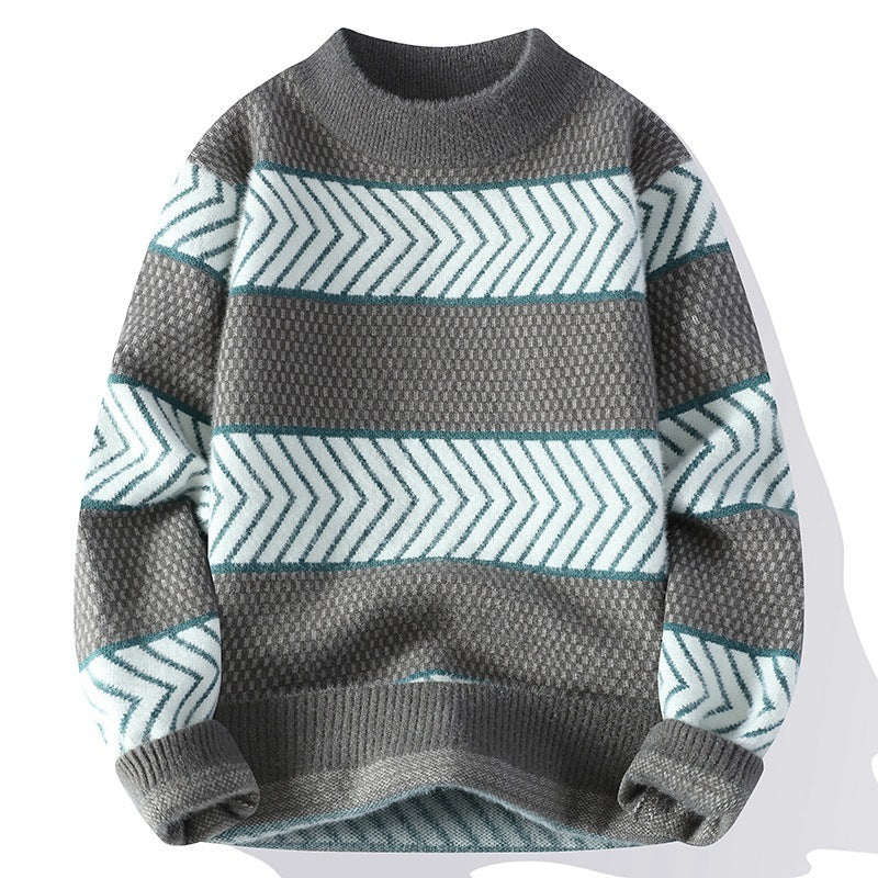 Fashion Striped Thermal Head Cover Knitwear