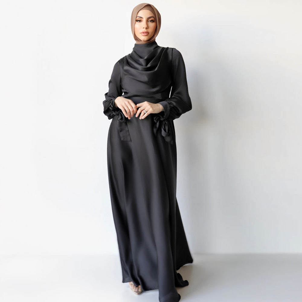 Muslim Pile Collar Robe And Ankle Dress