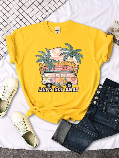 Let's Get Away Vacation Pattern Female T-shirts