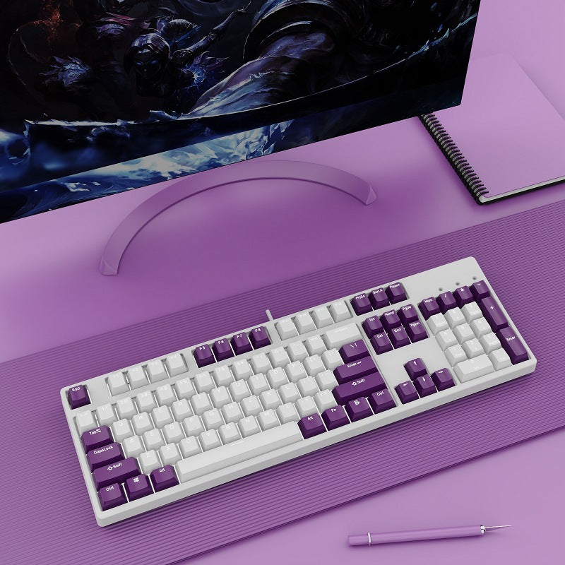 Two-color Keyboard Wired Office Green Black Tea Red Axis Hot Plug Computer