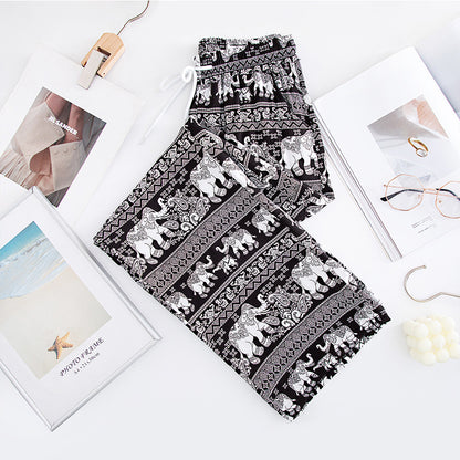 Thailand Elephant Yoga Wide-leg Pants For Women