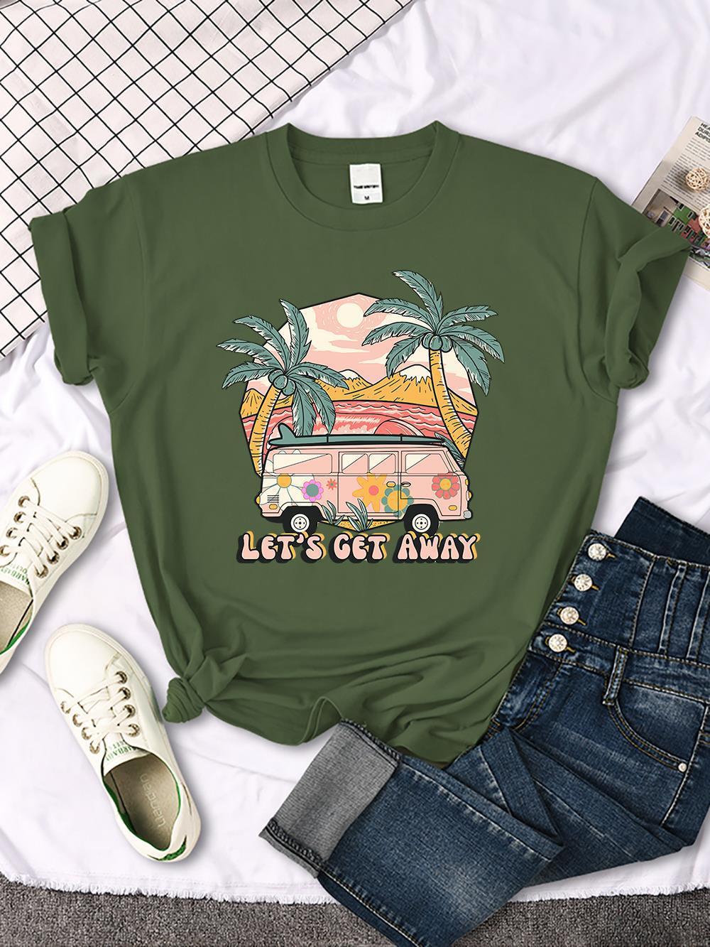 Let's Get Away Vacation Pattern Female T-shirts