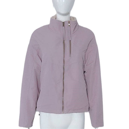 Velvet Stand Collar Cotton-padded Coat For Women