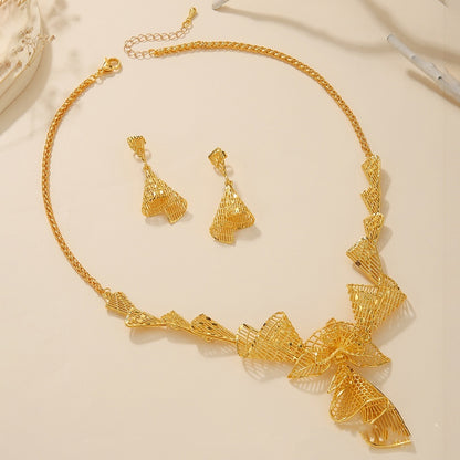 Bridal Necklace Earrings Hollow Carved Jewelry