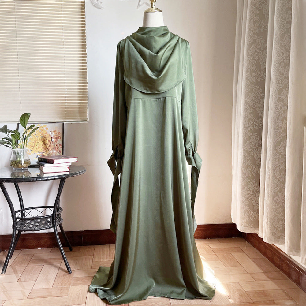 Muslim Pile Collar Robe And Ankle Dress