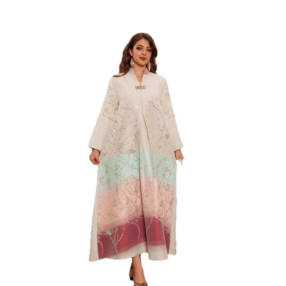 Middle East Muslim Stand Collar Gradient Women's Robe