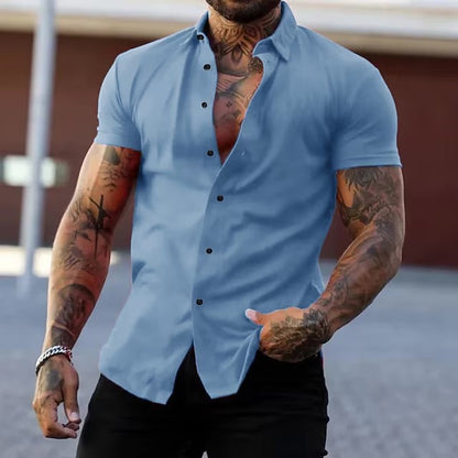 Lapel Shirt Stretch Thin Solid Color Athleisure Cardigan