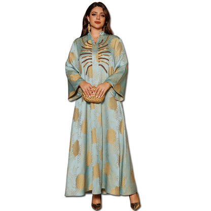Middle East Muslim Robe Dubai V-neck Dress