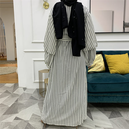 Muslim Fashion Large Women's Heap Sleeves Slim Fit Dress